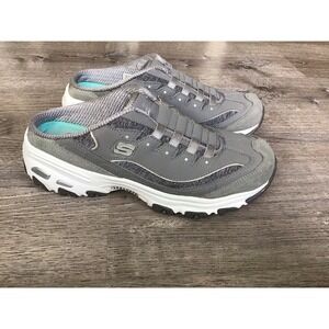 Skechers D'Lites Shoes Womens Size 10 Gray Slip On Mules Comfort # 11940 GYW